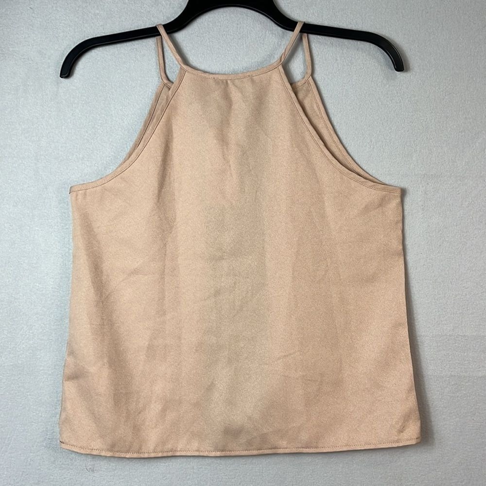 Emery Rose Sleeveless Blouse Tan Black Womens Size XS NWT - Picture 2 of 10